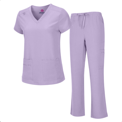 Women's Cool Stretch V-Neck Cargo Scrub Top and Pant Set